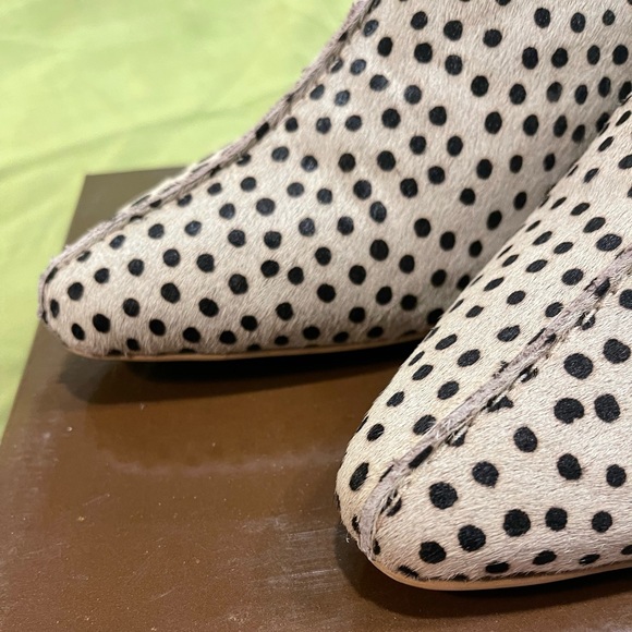 Diba True cow hair polka dot mules w/ wood wedge heel size 10 NEW IN BOX - Picture 10 of 12